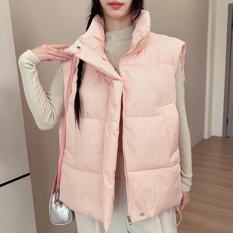 Fashion Winter Warm Sleeveless Vest Woman Outerwears Stand Collar Casual Thick Women's Jackets