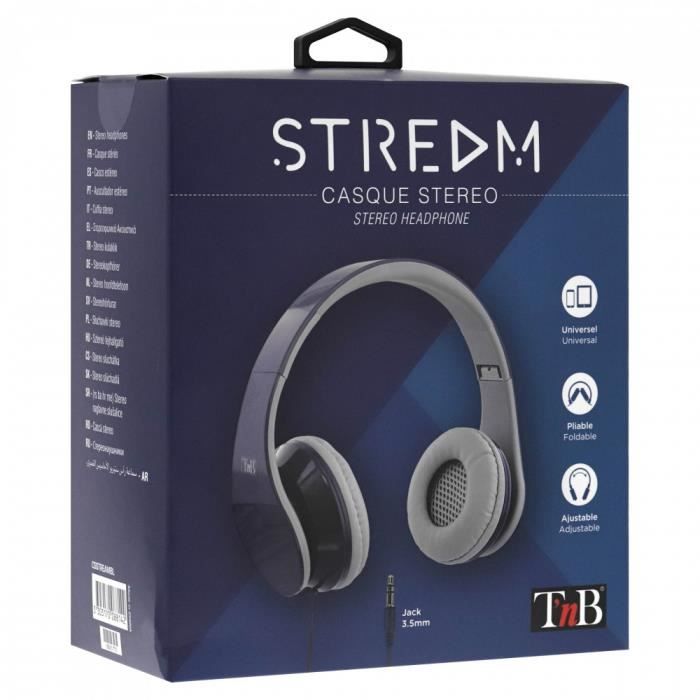 Casque stéréo - tnb - stream - pliable - filaire - bleu