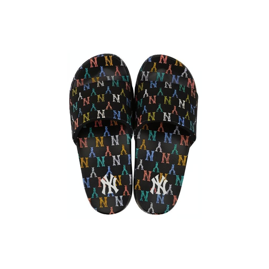 MLB New Mound Monogram Comfortable Versatile Silent Slide Sandals Unisex footwear Black 32SHHM111-50L