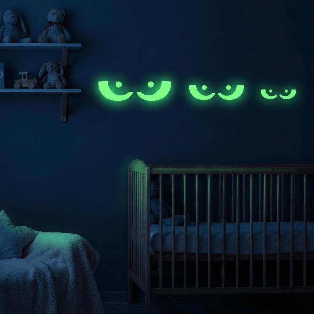 PVC Glow In The Dark Stickers Self Adhesive Window Stickers Peeking Eyes Decals Stair Decoration