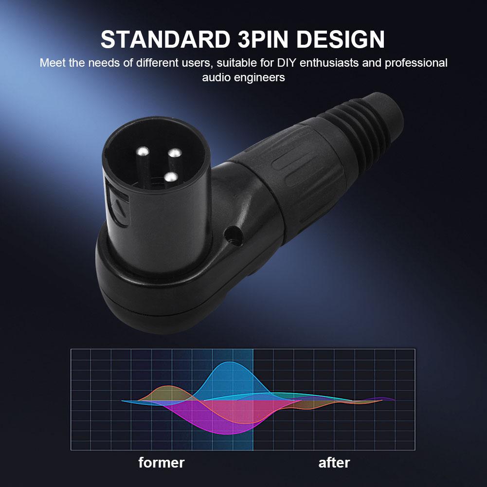 3Pin XLR Male/Female Jack Connector Male Female Micphone Plug Audio Cable Connector Right Angle 90 Degree Audio Wire Connector