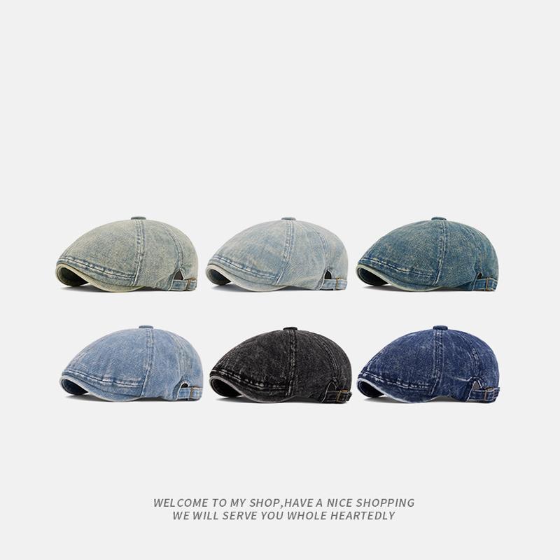 Vintage Denim Beret Autumn Newsboy Cap Men's British Forward Cap
