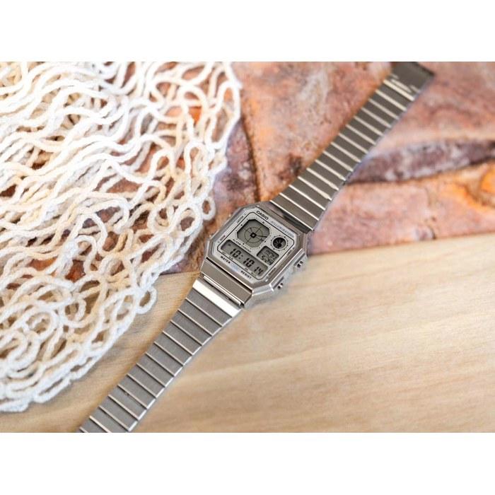 Casio Collection A130WE-7AEF Watch, Resin & Stainless Steel, Silver.