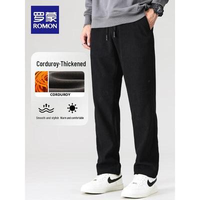Men's Corduroy Drawstring Straight-Leg Casual Pants
