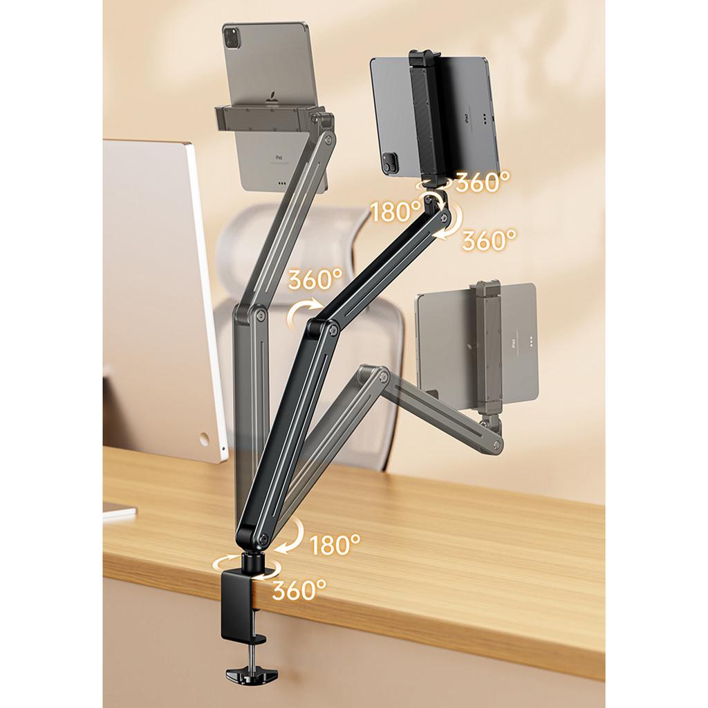 Foldable Tablet Stand Bedside Desktop Overhead Lazy Holder Portable Storage Dual Clamp Live Streaming Phone Stand