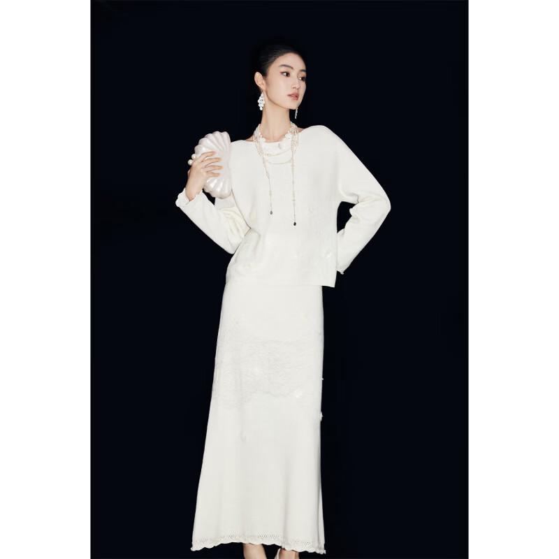 Mandy Zhang French Chic Wool Knit Jacquard Skirt