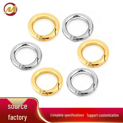 Zhenming Zinc Alloy Keyring with Elastic Buckle - Round Plated Metal Spring Coil for Bags and Clothing Accessories