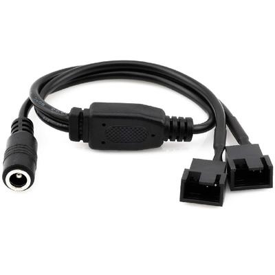 CRJ DC Plug To Dual PC Fan Power Adapter Cable - 12-inch (30cm) - Power Two 3-Pin & 4-Pin Computer Cooling Fans with a DC Power Supply