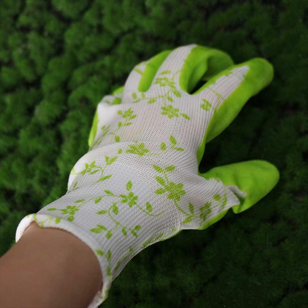 3Pairs Breathable Gardening Gloves Printed Working Glove Portable Latex Foam Gloves Outdoor