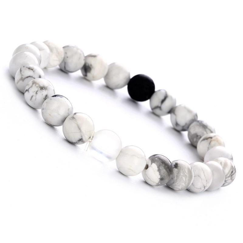 White Turquoise & Volcanic Stone Elastic Bracelet - Essential Oil Diffuser Jewelry по умолчанию