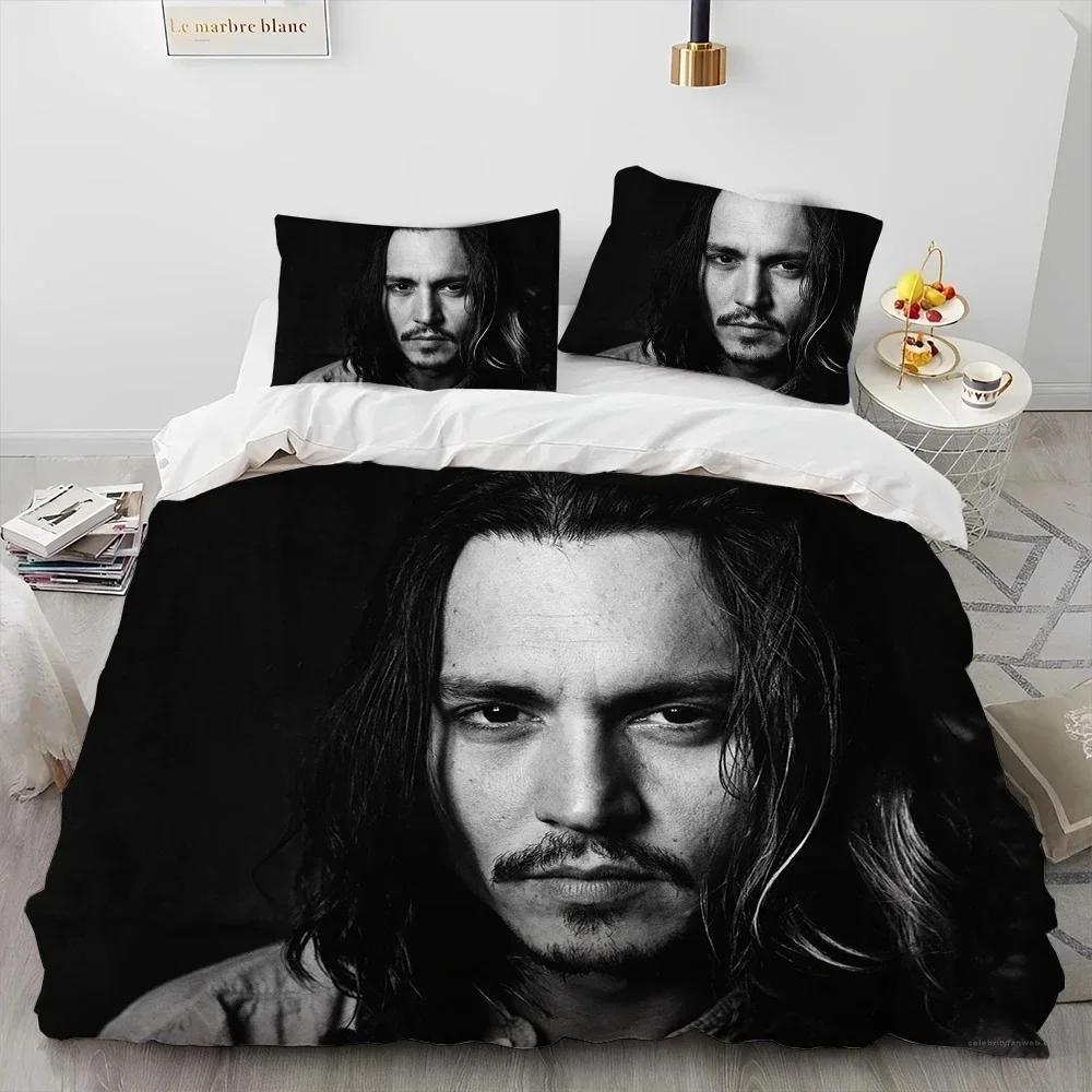 3D Printing Johny Dep Series Warm Comforter Beding Set,Soft Duvet Cover Bed Linen Set Comfortable Quilt Cover Pilowcase,king Quen Sized Dimensions