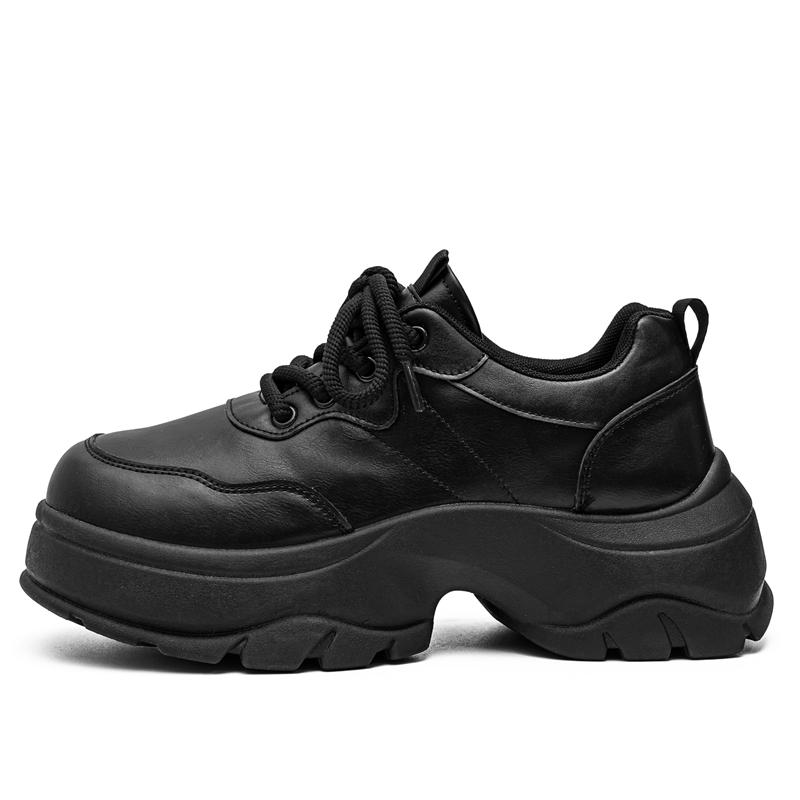 

Осень и Зима Новые Британский Стиль Толстая Подошва Увеличение Роста Повседневные Универсальные Спортивные Мужские Туфли для Всех Сезонов На Открытом Воздухе 37 чёрный