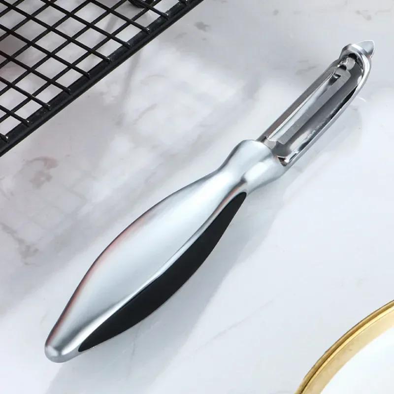 

Multifunctional Double Head Fruit and Vegetable Melon Potato Peeler Smiling Face Planer Stainless Steel Peeler серебряный