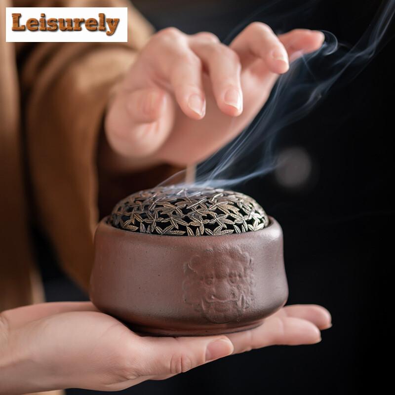 Retro Maple Leaf Plate Incense Burner New Dargon Head Sandalwood Agarwood Furnace Seal Zen Censer Burner Holder Home Decoration