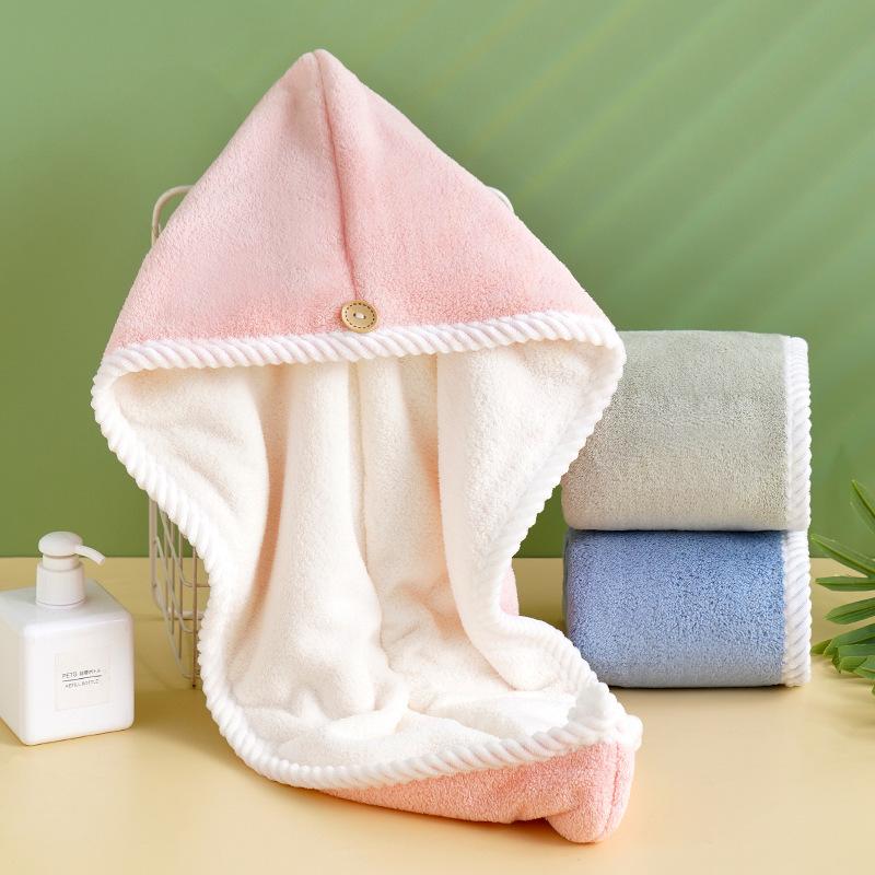 Dry Hair Cap A Thickened Double-layer Absorbent Dry Hair Towel Shower Cap Women's Coral Fleece Wash Hood
