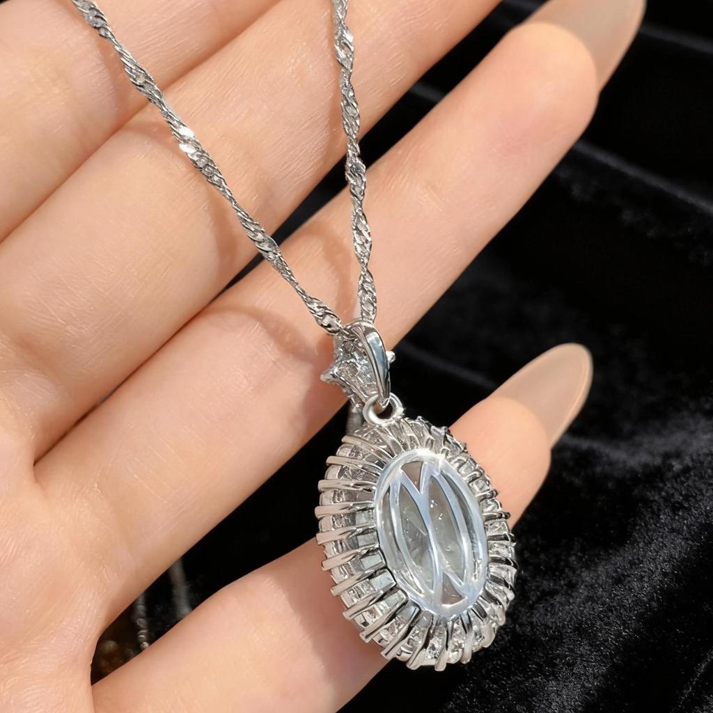 Ocean Blue Oval Jewelry Set: Elegant Three-Piece Necklace, Earrings & Ring for Any Occasion