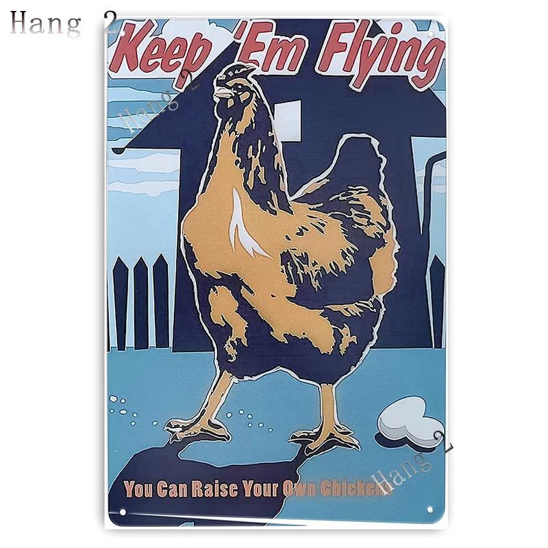 Funny Chicken Coop Sign Slow Chickens At Play Caution Vintage Chicken Warning Tin Signs for Farmhouse Gate Fence Wall 8x12 Inch