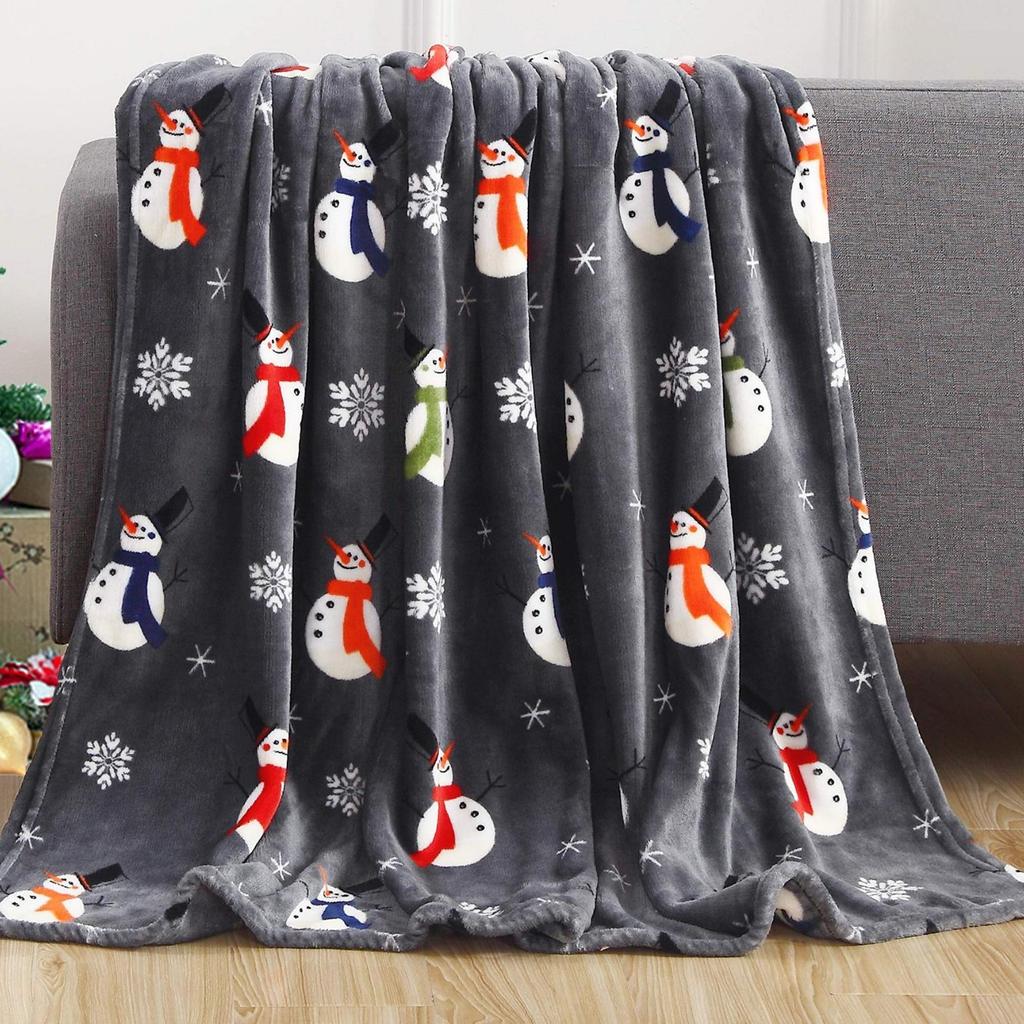 2025 Flannel Throw Blanket Wine Red Blanket Reindeer Christmas Blanket Holiday Gift Sofa Blanket