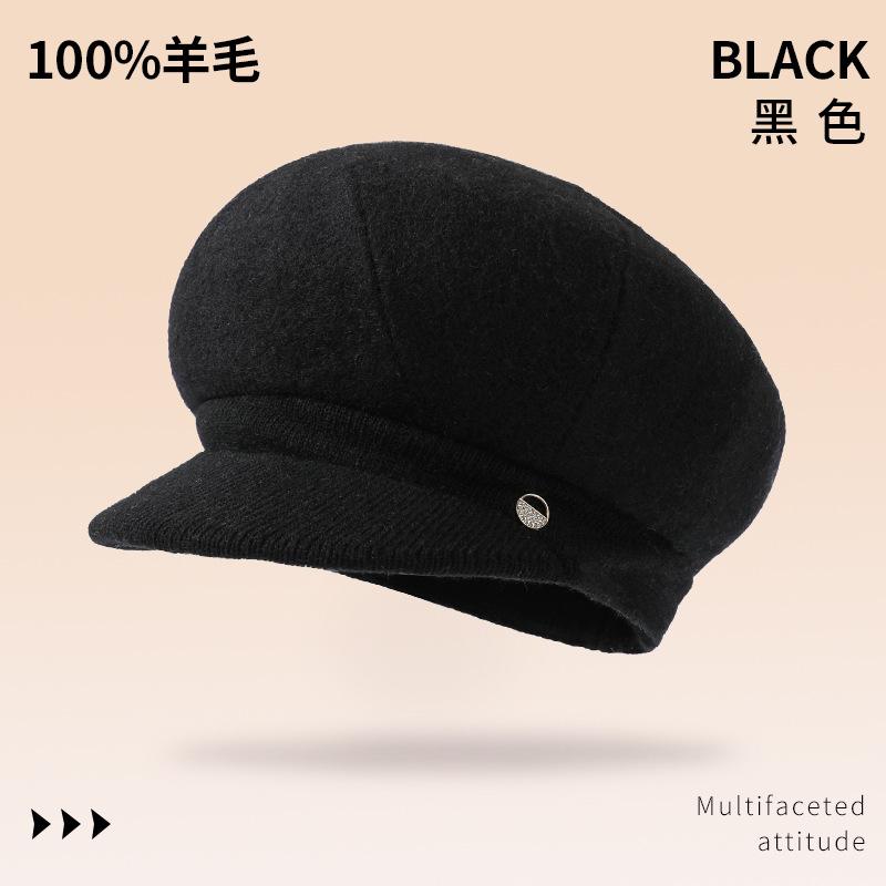 

Детский берет из 100% шерсти, осенне-зимний, для маленького лица, ретро кепка газетчика, большой обхват головы, темпераментная продвинутая шляпа художника One Size чёрный