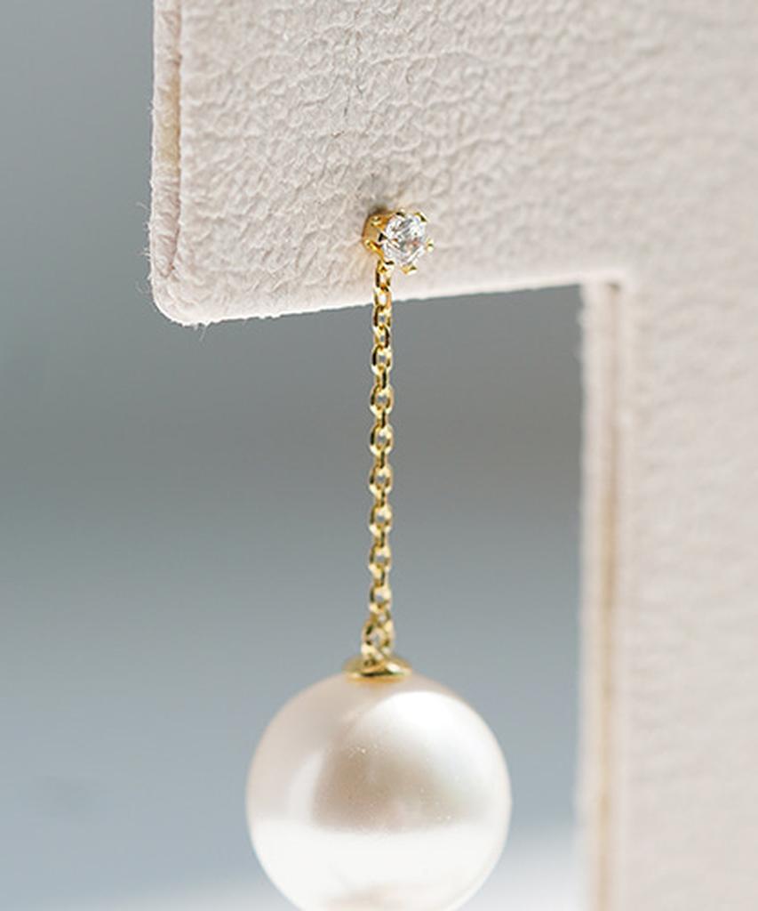 Alleun Silver 925 Cubic Drop Swarovski Pearl Earrings