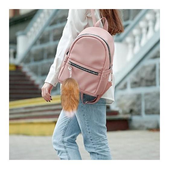 [VOOCYE] Keychain Fox Tail Stainless Steel Corrosion Resistant Rust Proof Tail Key Chain Pendant Bag Charm Animal Cute Fluffy Key Decoration
