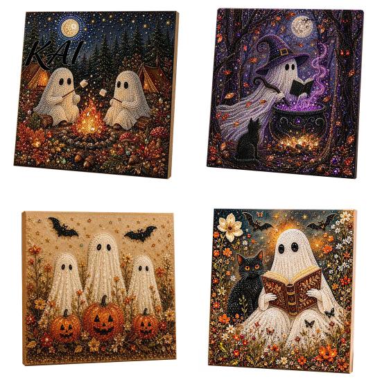 Juvelierte Wanddekoration Halloween Kunst mit Kunstperlen DIY-Set, Gruselig Süßes 3D Perlenmalerei Basteln Dunkle Ästhetik Basteln für Erwachsene Anfänger, Saisonal