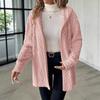 Fall Winter Women's Hooded Fleece Cardigan Long Sleeve Casual Warm Outerwear Coat for European & American Women