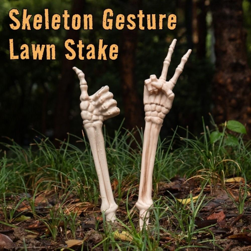 Removable Skeleton Gesture Lawn Stake Spooky Decor Stable Lifelike Skeleton Stake Yard Signs Unique Realistic Design