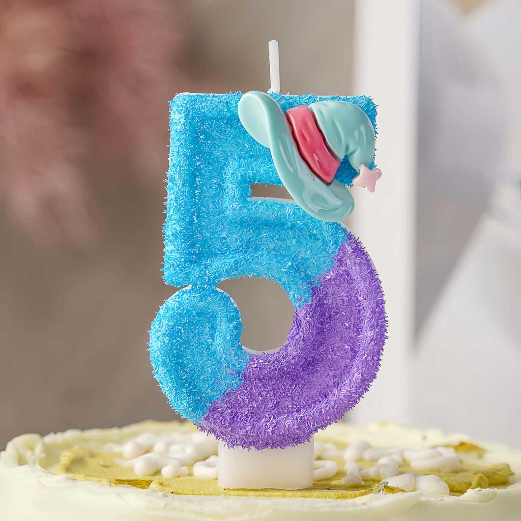 Digital Birthday Candle Decorations - Witch Hat Cake Toppers for Halloween Celebrations.