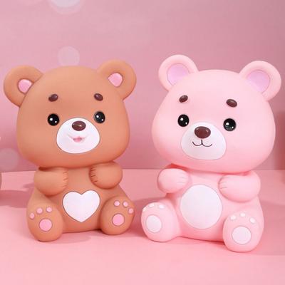 Durable Cute Little Bear Piggy Bank Handmade Anti-fall Bear Saving Bank Waterproof Cartoon Saving Jar Desktop