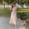 High-end French Gentle Style Dress for Women, New Summer Waist-cinching Slimming Elegant Camisole Backless Long Dress