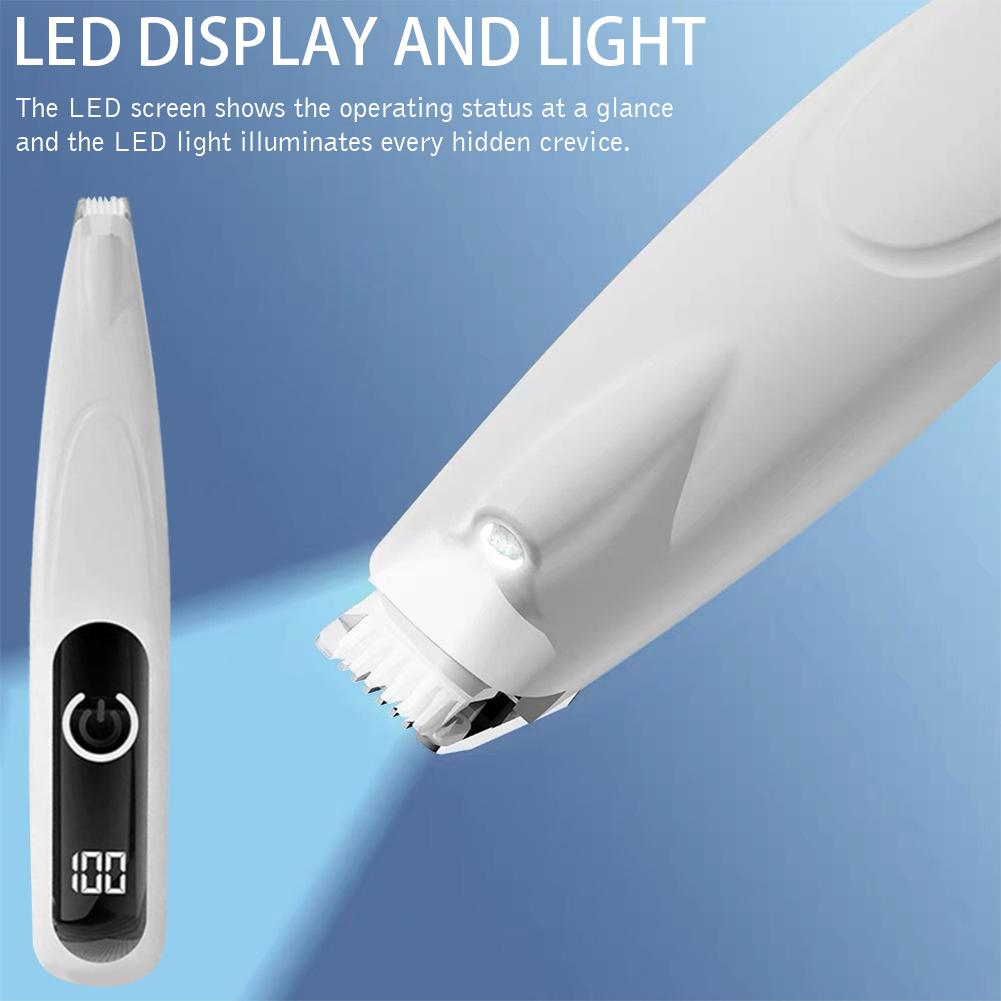 Dog Grooming Clippers with LED Light Dog Hair Trimmer Cordless Dog Clippers for Dogs Cats Trimming Around Paws Ears Face Rump