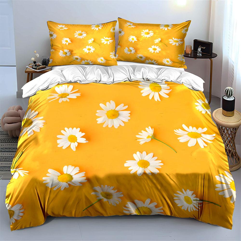 Bright Daisy Theme Decoration Set Exquisite Three-Piece Bedding Set Gift For Kids And Adults