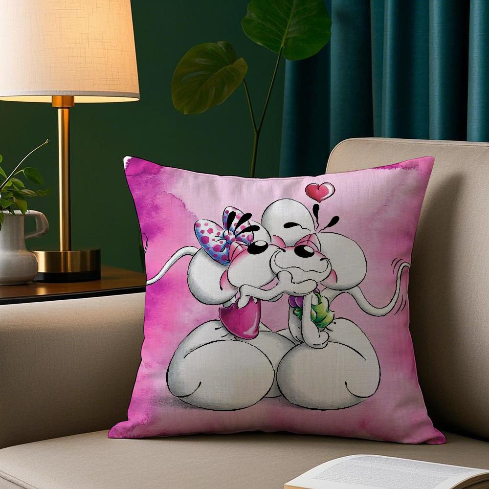 Cartoon D-Diddl rat Pillow Case Plush Fabric Soft Pillowcase Double Sided Print Sofa Cushion Cover Throw