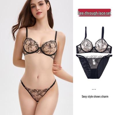 French Lace Women's Anti-Sagging Ultra-Thin Bra Set - Enhances Small Bust