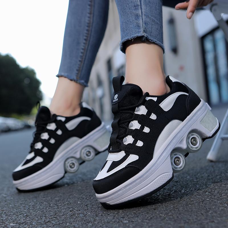 Meisjes Skate Schoenen Wielen Sneakers met Wielen Jongen /Meisje Roller Sneakers Roller Schoenen Vervormbare Schoenen Roller Skate Schoenen Jongens Skate Schoenen