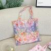 Floral Tote Bag With Textured Polyester For Daily School And Commute