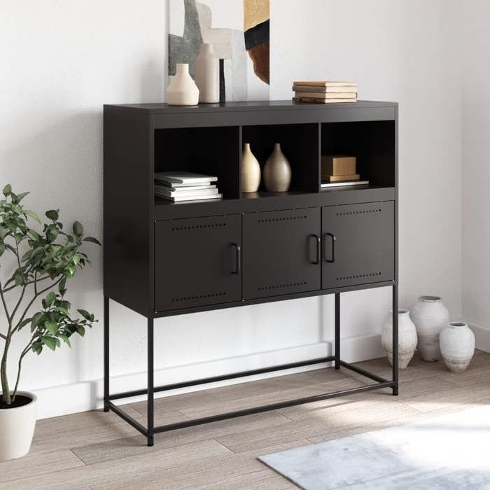 VidaXL Buffet, Armoire avec Compartiments, Placard avec Porte, Meuble de Rangement Chambre Salon Intérieur, Noir 846590