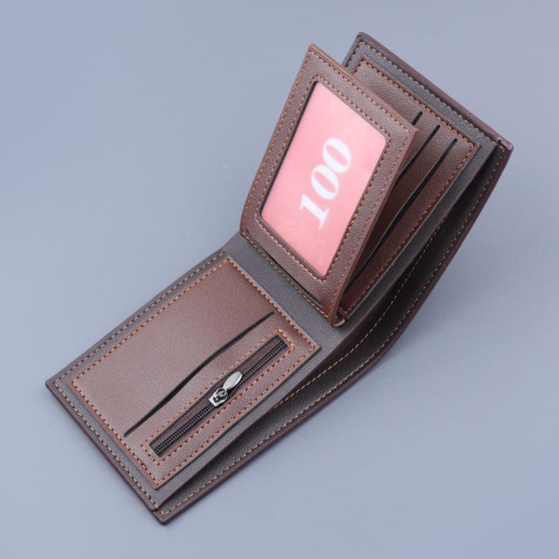 Men's Leather All-in-One Folding Card Holder Wallet with Large Capacity