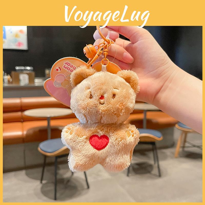 Playful Brown Plush And Pink Bear Keychain Fun And Stylish Key Holder Accessory