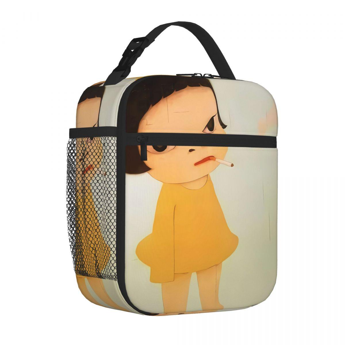 Bestselling Yoshimoto Nara Smoking Girl Picnic Style Reusable Lunch Bag Office Break Camping Lunch Bag One Size