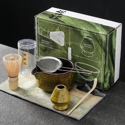 4 Stück 7 Stück/Set Japanisches Matcha-Mixer-Set Bambusbesen Matcha-Bürste Teelöffel Ofen-Teeset Getränkeladen Teezubereitungswerkzeuge