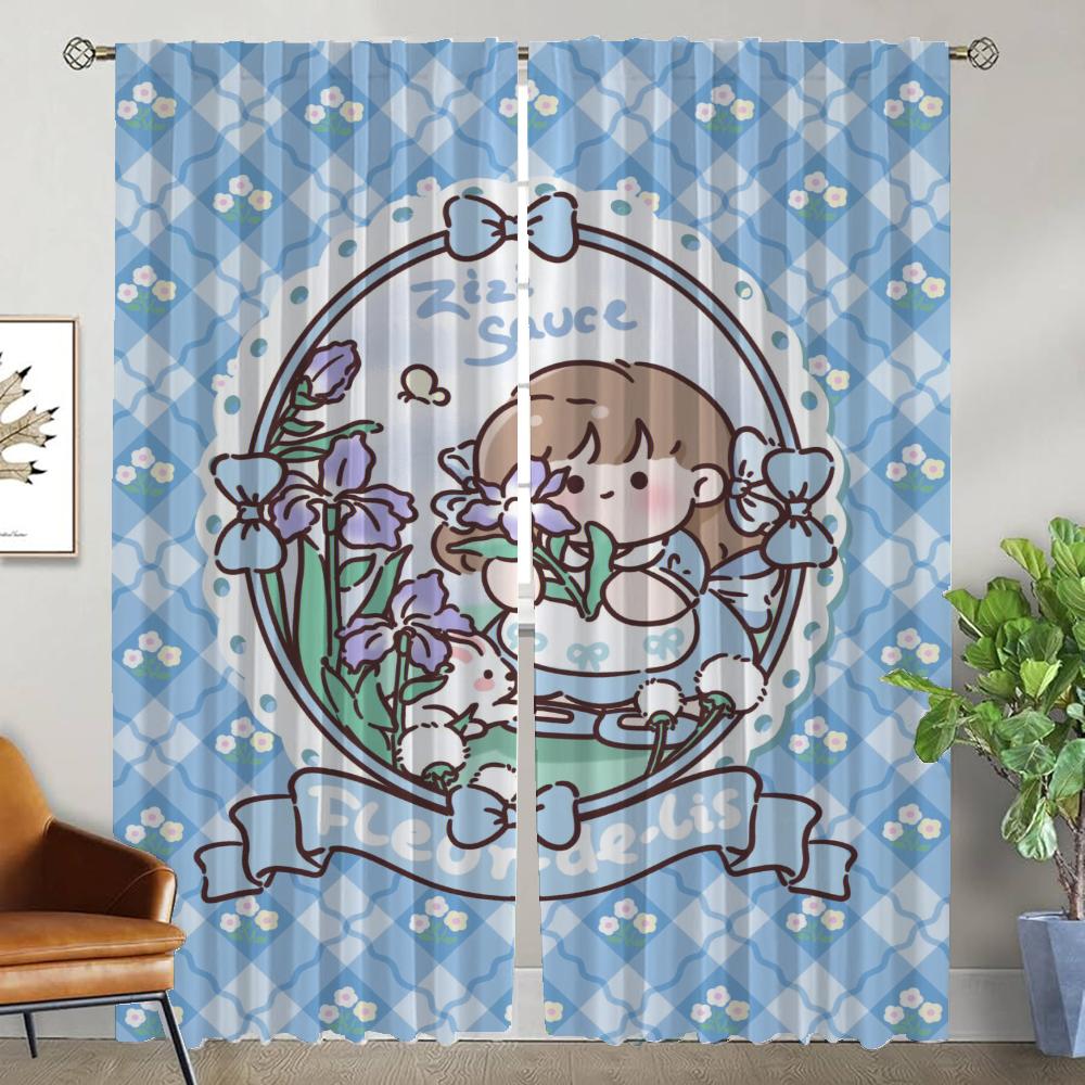 Curtains for Living Room Curtain for Room 2 Panel Cute Girls Partition Shades Halloween Decoration Home Interior Curtains Camera