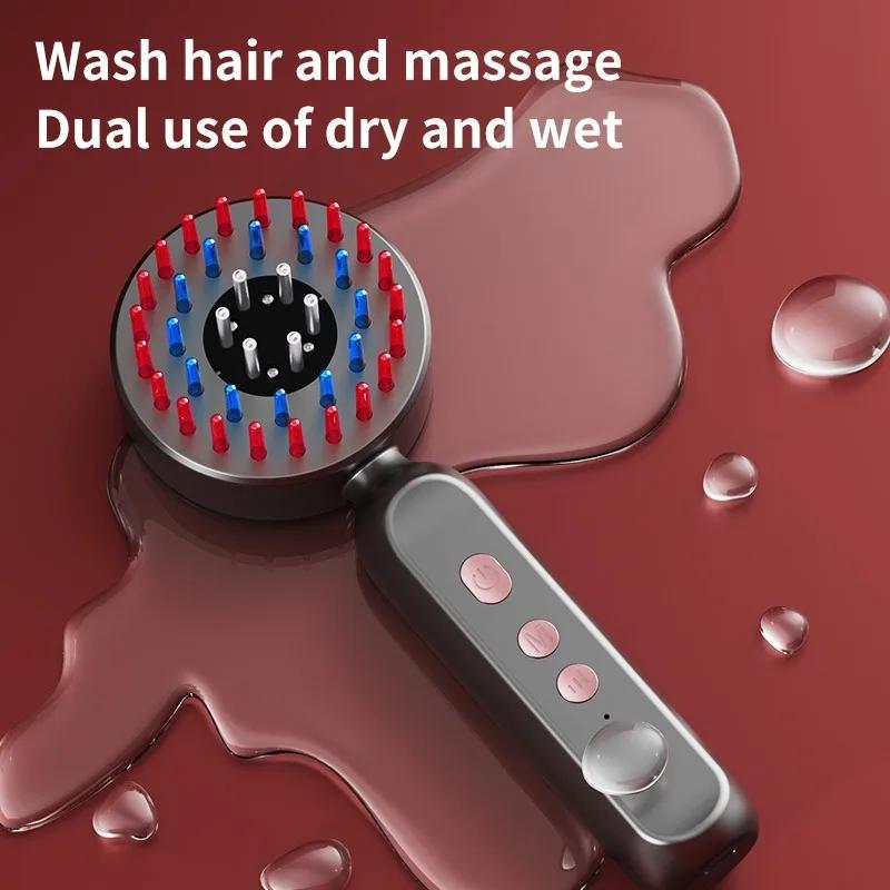 Electric Vibration Massage Comb Red Light Hair Follicle Comb Scalp Oil Liquid Applicator Head Massager Hair Growth Anti Loss