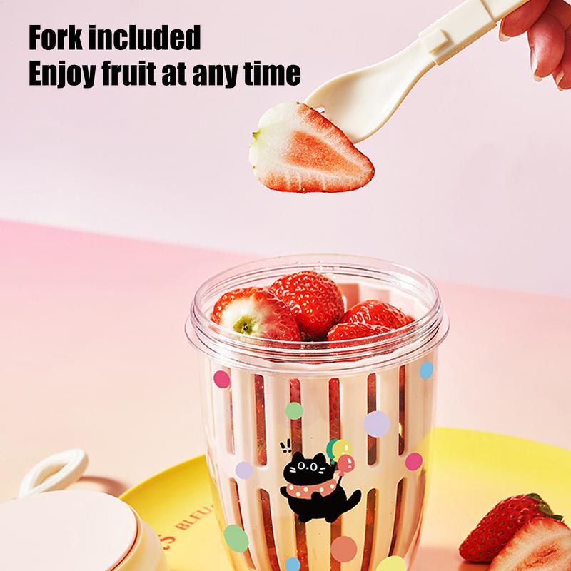 Fruit And Vegetable Cup Drainable Storage Container Breakfast Bottle Reusable Food Dressing Cup Fruit Storage Bottle For Picnic