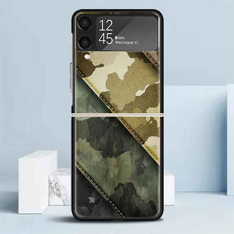

Camouflage Military Black Cover for Samsung Galaxy Z Flip 7 6 5 4 3 5G Phone Case Flip7 Flip6 Flip5 Flip4 Flip3 Pattern Case Gal Samsung Z Flip 6
