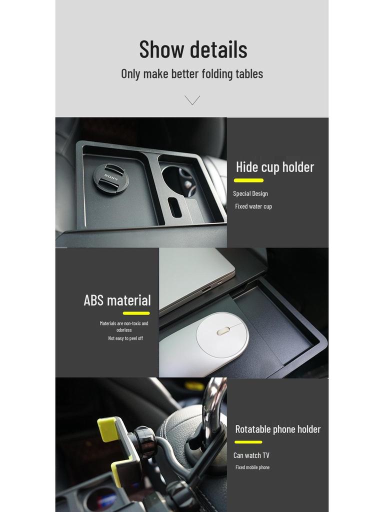 Składany stolik na tylne siedzenie do samochodu - Przenośna powierzchnia do jedzenia, nauki lub na laptopa