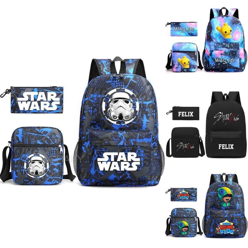 Mr Beast Lightning Cat Three Piece Backpack Set For School With Cute And Fun Design