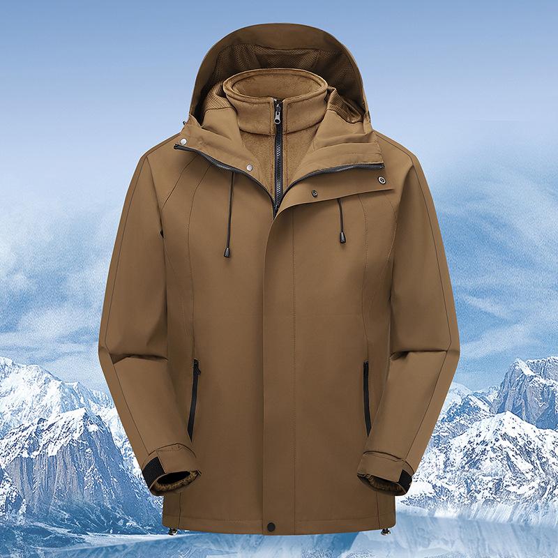 

Осенняя куртка для пары Три-в-одном Флисовая подкладка Ветрозащитная и водонепроницаемая Куртка для альпинизма, активного отдыха, путешествий 4XL