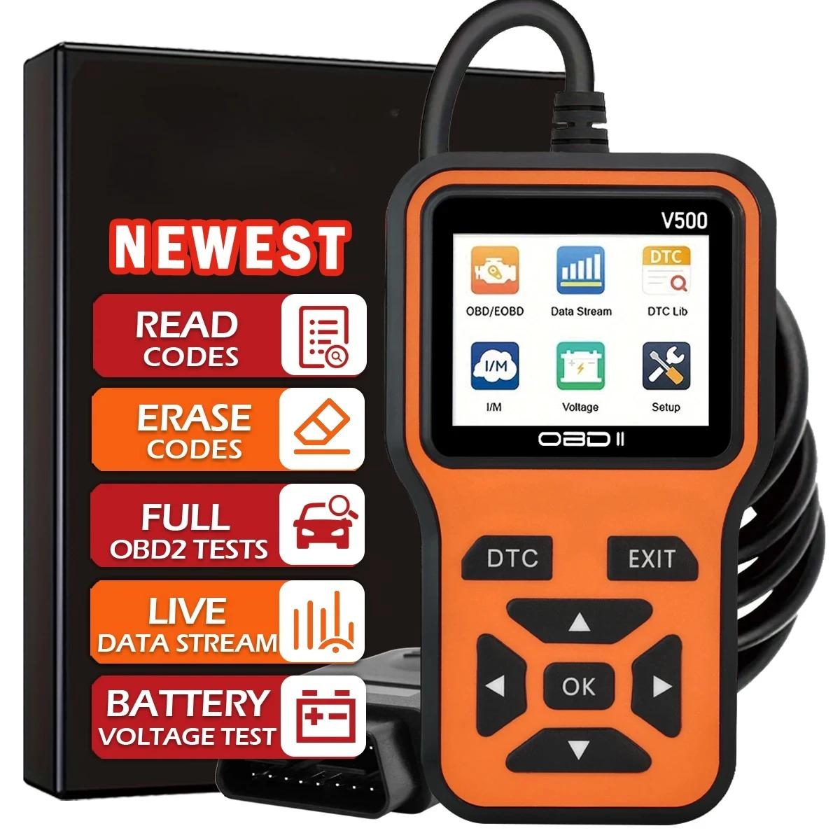 

новый Автомобильный OBD2 Сканер Диагностический Инструмент Код, Тестер Напряжения Автомобиля Сканер Кодов Неисправностей Двигателя, Тестер Зарядки Диагностический Инструмент V500 оранжевый